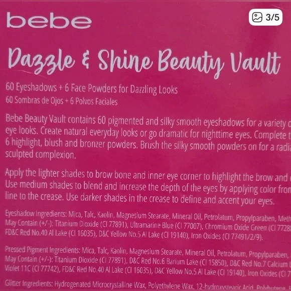 Bebe NWT Dazzle & Shine Beauty Vault makeup palette - Picture 3 of 5